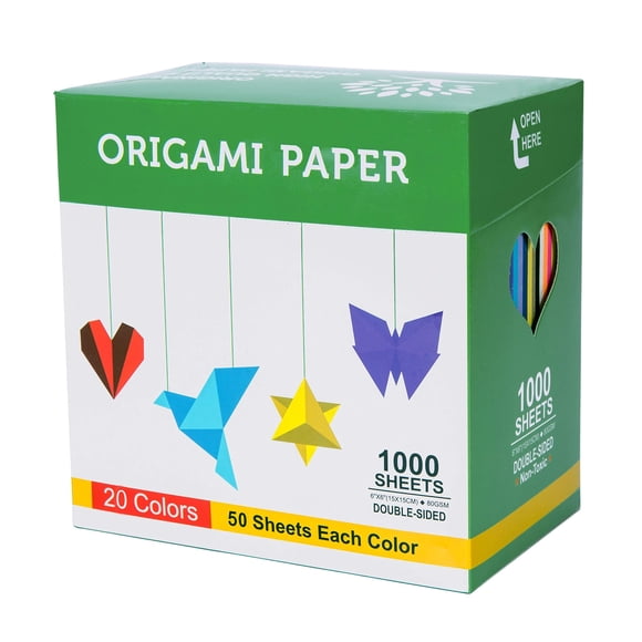 Bubu Kit De Papel Para Origami, 1000 Hojas, 6 Pulgadas, Cuadrado, Color De Doble Cara, 20 Colores Vivos Para Principiantes, Entrenamiento Y Lecciones De Manualidades Escolares