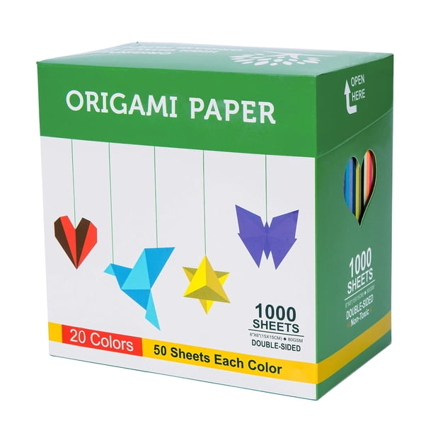Bubu Kit De Papel Para Origami, 1000 Hojas, 6 Pulgadas, Cuadrado, Color De Doble Cara, 20 Colores Vivos Para Principiantes, Entrenamiento Y Lecciones De Manualidades Escolares