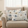 thumbnail image 2 of Spring off Pillow Covers 2 Pack White Lake Blue Flower Grey Leaves Vintage Pillowcase Waterproof Outdoor Throw Pillow Cover for Patio Balcony Rectangular Cushion 20”x12”, 2 of 9