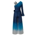 thumbnail image 3 of Aayomet OnePiece Jumpsuits For Women Women's Jumpsuits Casual Long Sleeve One Shoulder Shiny Wide Leg Jumpsuit,Blue XL, 3 of 5