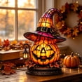 thumbnail image 5 of Halloween Witch Hat Pumpkin Night Light, Glowing Tabletop Ornament for Mantel, Shelf, Bedroom, Home, Holiday Party and Seasonal Decor, 5 of 8