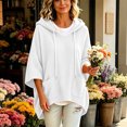 thumbnail image 6 of Inverlee Waffle Knit Short Sleeve Hoodies for Women Oversized Drop Shoulder Pullovers Pockets Solid Loose Casual Hooded Tops White S-XXL, 6 of 7