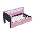 thumbnail image 6 of Euroco Upholstery Twin Size Platform Bed, Sofa Bed with USB Charging Station, LED Light Belt and 2 Drawers, Pink, 6 of 13