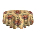thumbnail image 5 of Yellow Highland Cow Flower Pattern Round Tablecloth 60"x60",Wrinkle Wipeable Table Cloth for Kitchen Dining Room Picnic Patio Party, 5 of 6