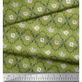 thumbnail image 3 of Soimoi Green Velvet Fabric White Floral & Ogee Damask Printed Fabric 1 Yard 60 Inch Wide, 3 of 3