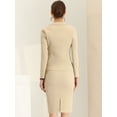 thumbnail image 4 of Conjunto de falda de traje de 2 piezas para mujer Blazer de manga larga informal de negocios y falda de tubo Caqui L, 4 of 6