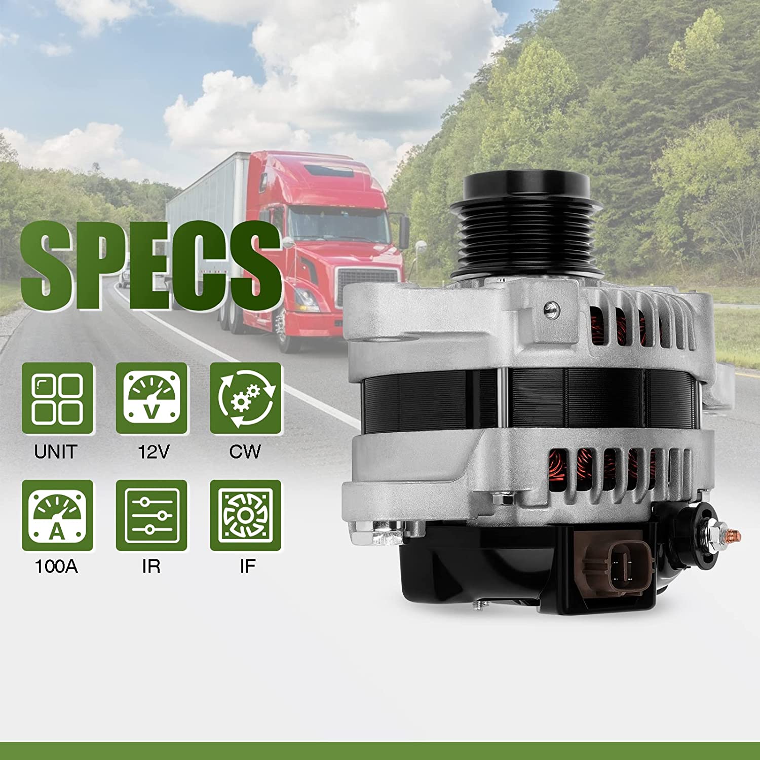 100A Alternator For 2009-2013 Toyota Corolla 1.8L - 12V, Clockwise, Direct Replacement T118730CC
