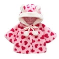 thumbnail image 1 of Abrigo Con Capucha Grueso De Invierno Para Niños Pequeños, Chaqueta Con Orejas De Oso De Peluche Para Niñas, Ropa De Abrigo Con Estampado De Corazón De Color Sólido Odeerbi  LM103-9146, 1 of 9