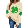 thumbnail image 5 of St Patricks Day Sweatshirt for Women Green Shamrock Printed Shirts Casual Long Sleeve Crew Neck Pullover Tops (M, Beige), 5 of 6