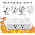 thumbnail image 6 of 45° Flat Plug Power Strip with USB C, 6FT Extension Cord, 8 Outlets and 4 USB Ports (2 USB C 2 USB A), Multi Plug Outlet Extender with Surge Protection for Home Office Dorm - White, 6 of 8