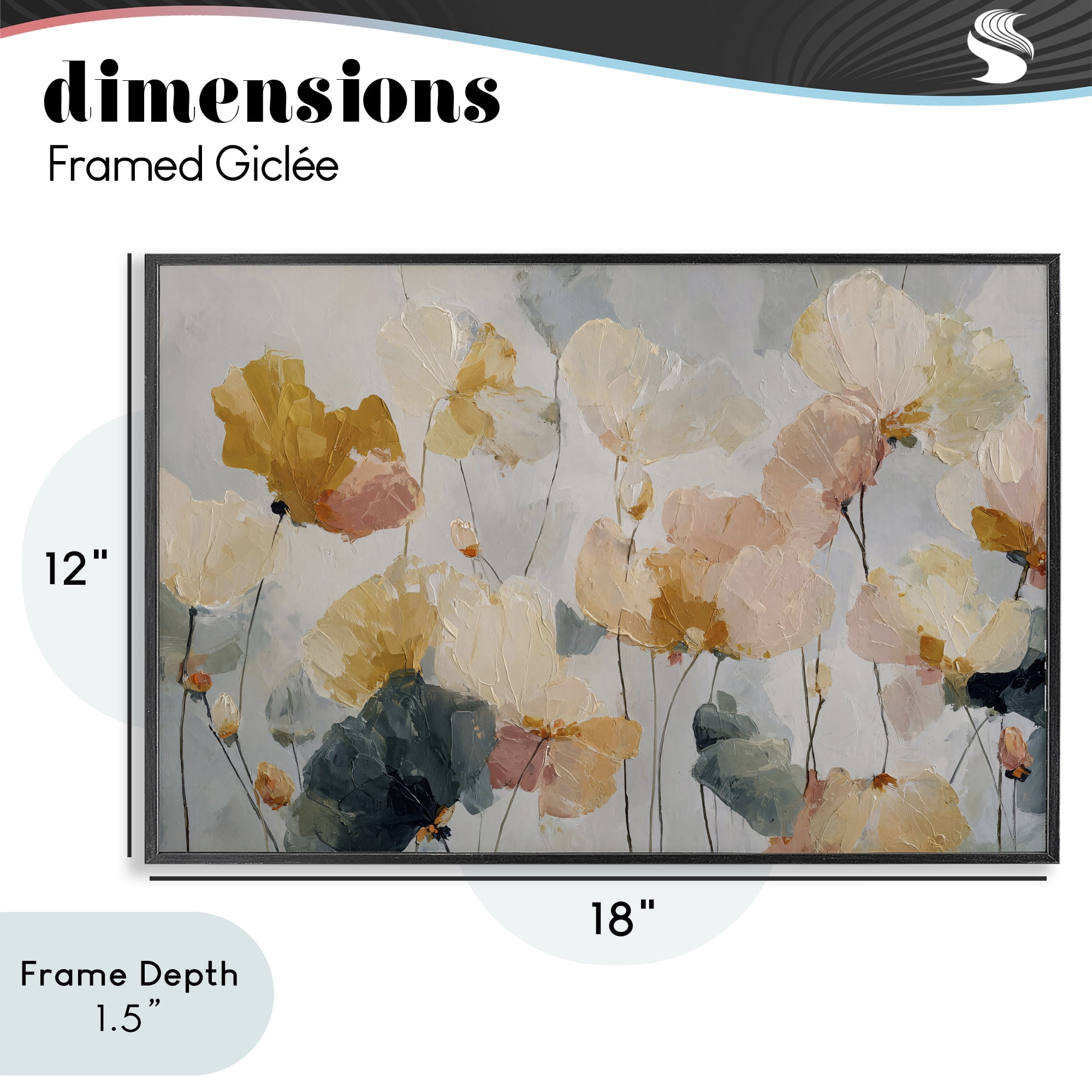 Stupell Industries Abstract Brushed Petals Black Framed Giclee Art, design by Jacky Ngan