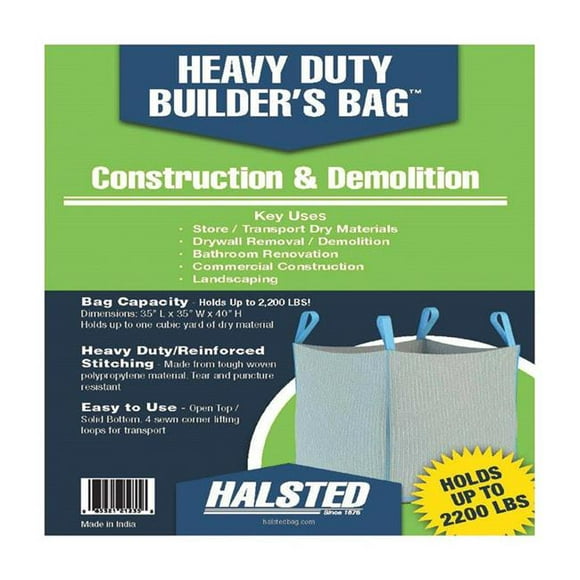 Halsted 5007050 2200 lbs Sac en Plastique de Construction et de Démolition&44; Blanc