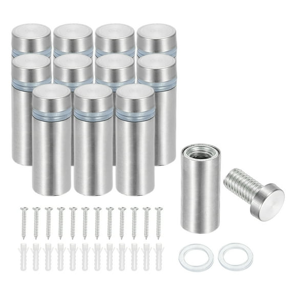 1/2" x 1.2" Standoff Screws, 12 Pack Stainless Steel Wall Mount Sign Standoffs Mounting Hardware Advertising Nail, Silver