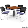 thumbnail image 4 of OFM Core Collection Breakroom Bundle, 36" Square Metal Mesh Base Multi-purpose Table in Cherry, 4 Stars Stacking Chairs in Coral Pink (PKG-BRK-017-0008), 4 of 5