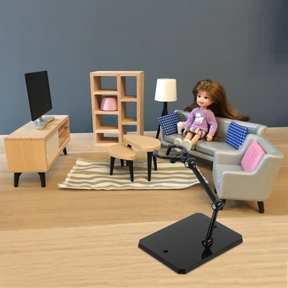 Luxshiny 4-Pack Black Adjustable Plastic Action Figure Display Stands for Collectibles and Home Decor