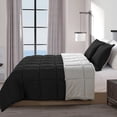 thumbnail image 3 of Lightweight Reversible 3-Piece Comforter Set All Seasons, Down Alternative Comforter with 2 Pillow Shams Twin/Twin XL, Black/Silver, 3 of 5