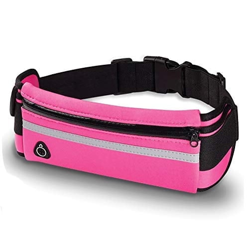 E Tronic Edge Running Belt for Women and Men, Money Belt and Running Fanny Pack, Hiking Fanny Pack, Holder for Cell Phone, Money, and Keys, Adjustable Belt Pouch fits Most Phone and Waist Sizes Pink