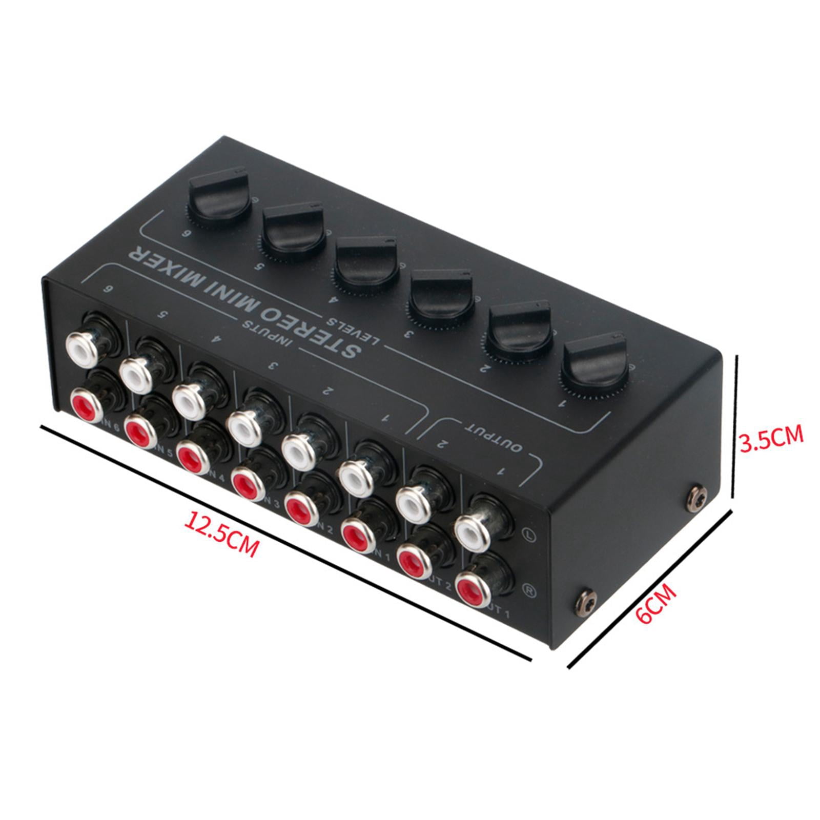 LeeQinersw 6 Channel Stereo Mixer Portable Compact Small Mixer for DJ Computer Karaoke Show