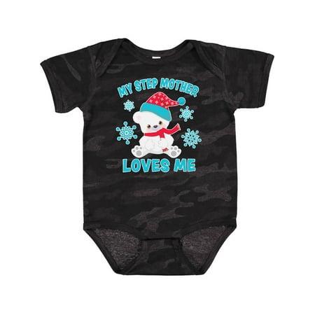 

Inktastic Polar Bear My Step Mother Loves Me in Santa Hat Gift Baby Boy or Baby Girl Bodysuit