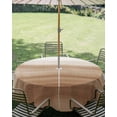 thumbnail image 2 of Outdoor Tablecloth with Umbrella Hole, Brown White Ombre Spillproof Waterproof Outdoor Table Cover, Vintage Farmhouse Abstract Striped Patio Tablecloths for Party/Garden/Picnic, Round 60 inch, 2 of 9