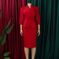 thumbnail image 3 of AURA Plus Size Elegant African Bodycon Midi Dress Large Lapel Three Quarter Sleeve High Waist Work Office Dress, 3 of 10