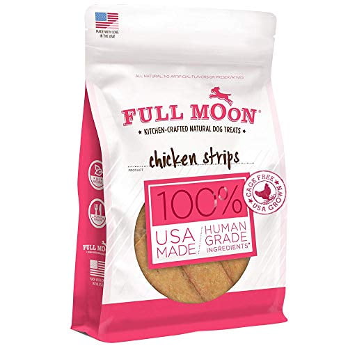 Full Moon Chicken Strips Healthy All Natural Dog Treats Human Grade Made in USA Grain Free, 1.5 Pound (Pack of 1)