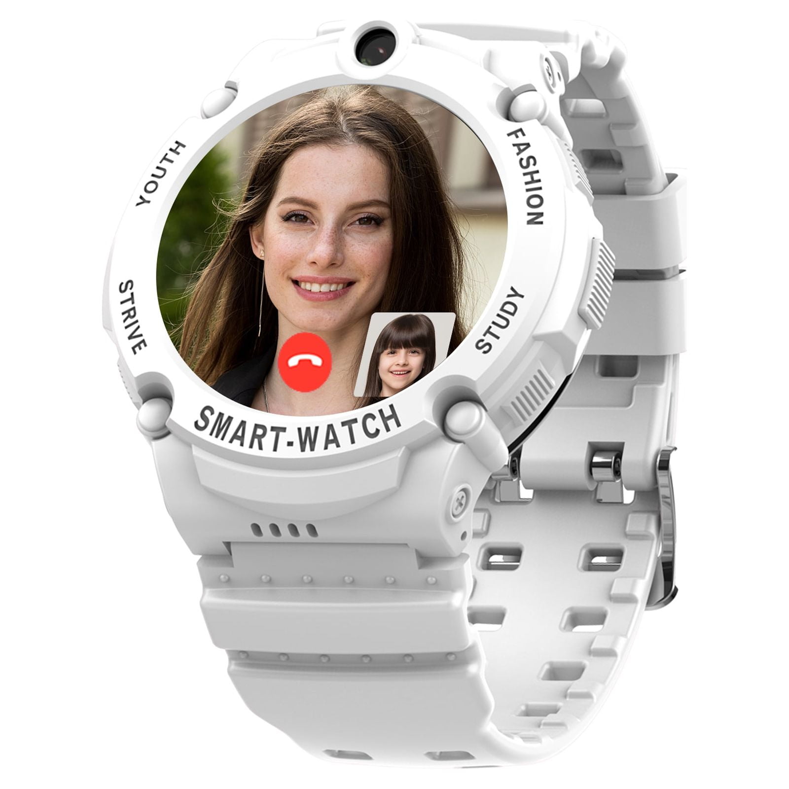 PTHTECHUS S02 Smart Watch for Boys Girls Smartwatch for Kids with 4G SIM GPS Video Call Pedometer MP3 Flashlights Calculator Alarm Clock Children Holiday Gift White