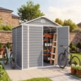thumbnail image 3 of 8 X 6 Ft Outdoor Plastic Storage Shed with Floors, Resin Tool Shed with Lockable Door & Vents, Perfect for Yard, Garden, Gray, 3 of 10