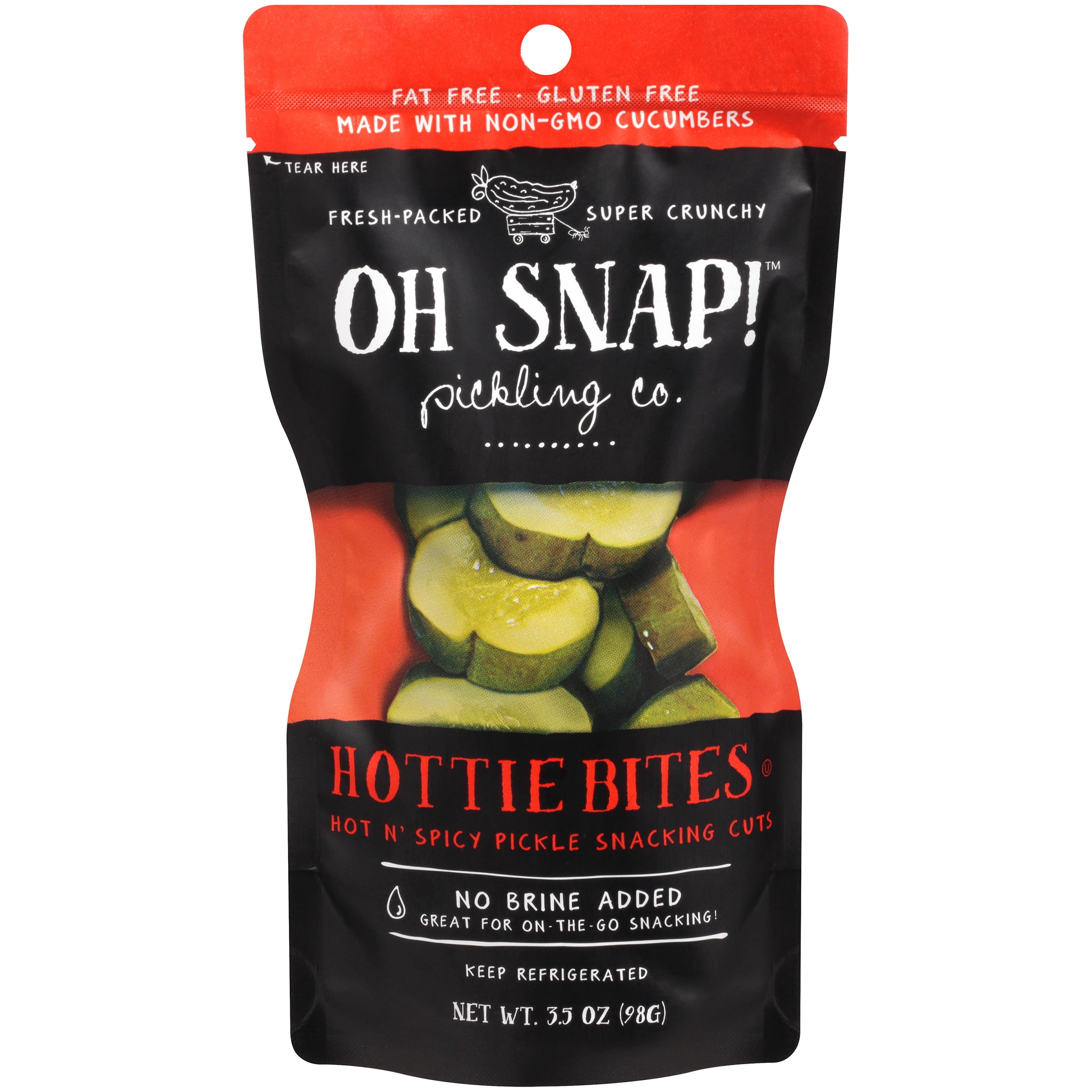 Oh Snap! Hottie Bites Hot 'N Spicy Pickle Snacking Cuts 3.5 oz. Pouch