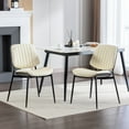 thumbnail image 2 of Dining Chairs Set of 2, Mid-Century Modern Upholstered PU Leather Chairs with Bentwood Back and Cushion, Accent Side Chairs with Metal Legs, for Kitchen, Dining Room, Beige, 2 of 8