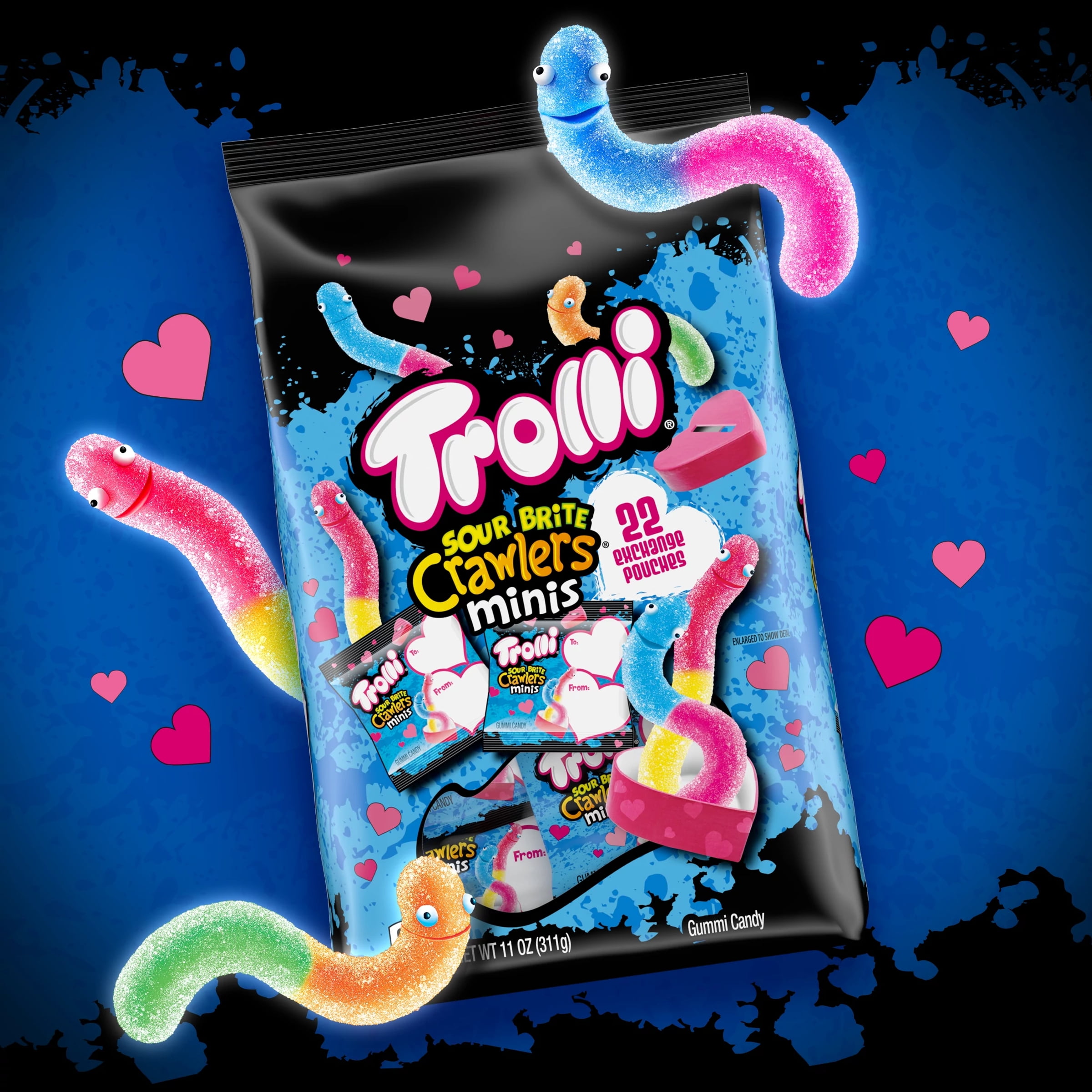 Trolli Valentine's Mini Sour Brite Crawlers, Valentines Day Candy