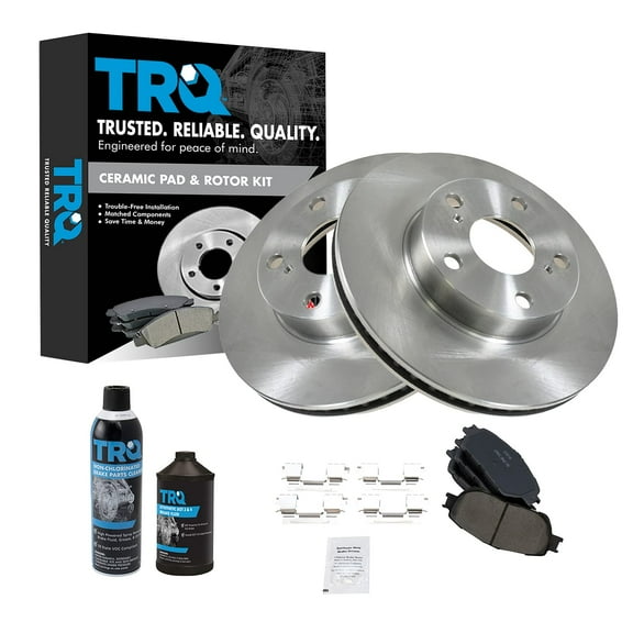 TRQ Front Premium Posi Ceramic Disc Brake Pad & Rotor Kit w/Chemicals for Tacoma BKA16304