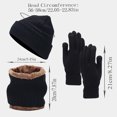 thumbnail image 4 of YAOBAMM Elastic Winter Accessories Set 3Pcs Set Unisex Winter Beanie Hat Scarf Set Warm Fleece Lining Knit Hat Touch Screen Neck Scarf Set, 4 of 6