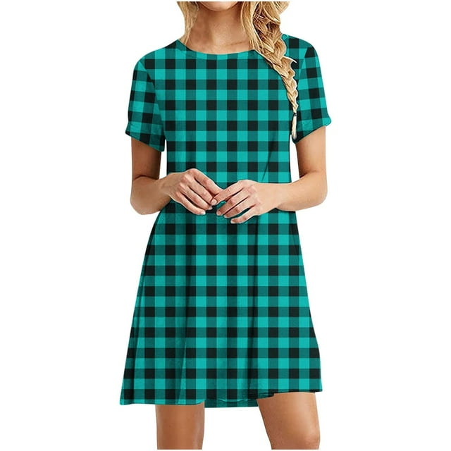 Amzcrzy Robe Midi Décontractée pour Femmes, Robe d'Été de Plage à Rayures, Robe T-Shirt Graphique à Manches Courtes, Col Rond, Robe Hawaïenne de Vacances, Robes d'Été Fluides P-2TG