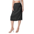 thumbnail image 2 of Suagox Women's Half Slips, Elastic Waist Solid Color Satin Underskirt Lace Trim Skirt for Under Dresses, 2 of 10