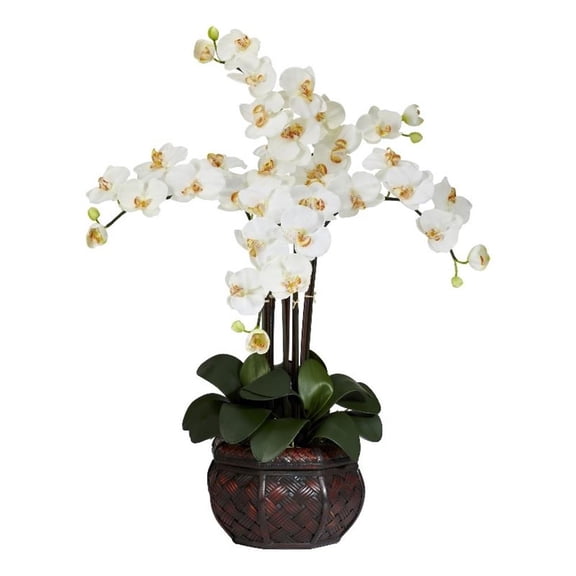 Nearly Natural Phalaenopsis with Decorative Vase Artificial Flower Arrangement, Cream
