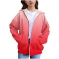 thumbnail image 2 of Atogsazn Kids Girl Fleece Lined Sweatshirt Children Casual Gradient Full Zip Long Sleeve Sweatshirts Clothing 02-Watermelon Red 7-8 Years Fashion, 2 of 5