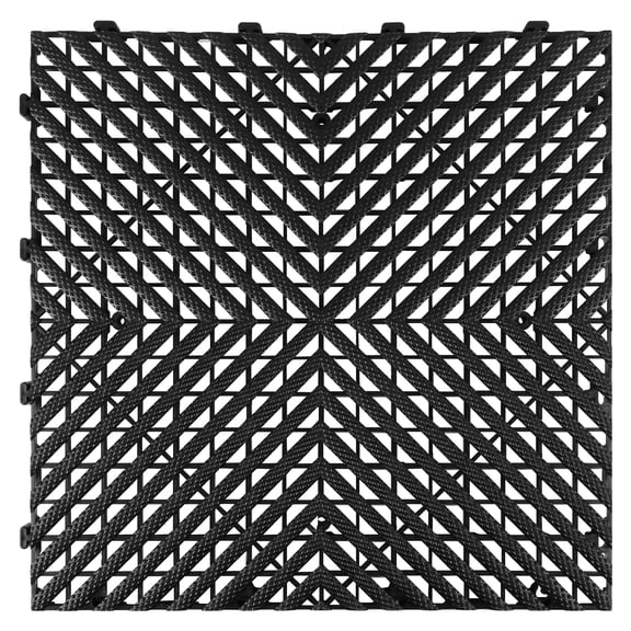 30-PC Black Interlocking Garage Floor Tiles, 15.75"x15.75" Heavy-Duty Plastic Grating Tiles, Anti-Slip Surface for Garage, Basement, Workshop & Gym Floor Protection