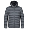 thumbnail image 2 of Wrtxtat Puffer Jackets for Men Solid Color Puffer Jackets with Pockets Heavyweight Warm Cotton-Lined Hooded Coat Fashion Sports Full Zip Outerwear Gray L, 2 of 3
