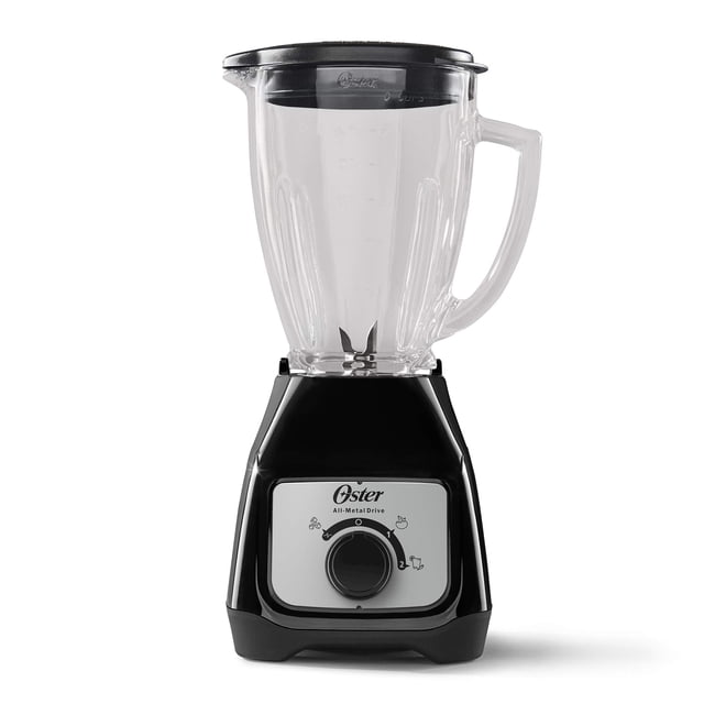 Oster® Licuadora con Motor Duradero, Control de Perilla, y Cuchillas que Trituran Hielo, 2 Velocidades, Capacidad de 1.5 Lt, Negro, BLSTKAGBRD