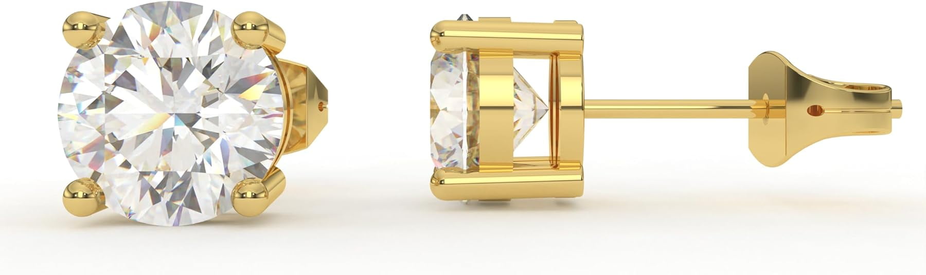 1 Ct Round Natural Diamond Stud Earrings | 925 Sterling Silver| Screw Back Solitaire Earrings for Women