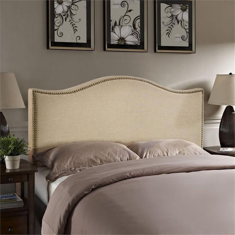 NewTitle: Pemberley Row Linen Cafe Upholstered Queen Panel Headboard Rectangular Nailhead Trim 51.5" x 62.5" x 3.5"