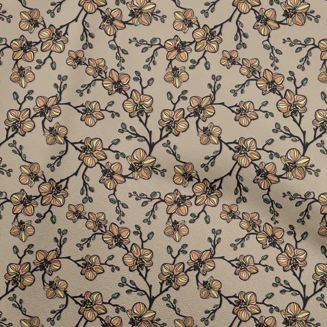 oneOone Viscose Chiffon Light Brown Fabric Floral Retro Sewing Craft Projects Fabric Prints By Yard 42 Inch Wide