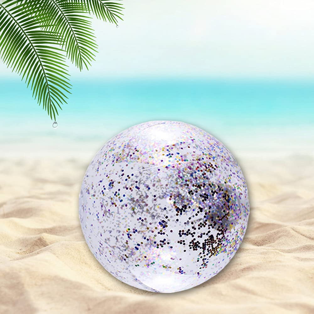 Giant Glitter Beach Ball Summer Swimming Balls Floatable Pool Ball Fun Water Beach Toys Outdoor Summer Party Favors for Kids Adults 16inch DGFH Sequin Glitter Inflatable Beach Ball