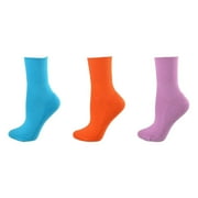 Sierra Socks Women's Wide Calf Diabetic Cotton Ankle Sock,Seamless Toe,Grape,Blue,Golden,3 Pair Pack