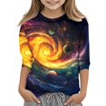 thumbnail image 4 of Tanghaowl Girls Shirt Girls' Seve Quarter Sleeved Star Print T Shirt Top Comfortable With Casual Shirt Teen Girl Trendy Clothes, 4 of 5