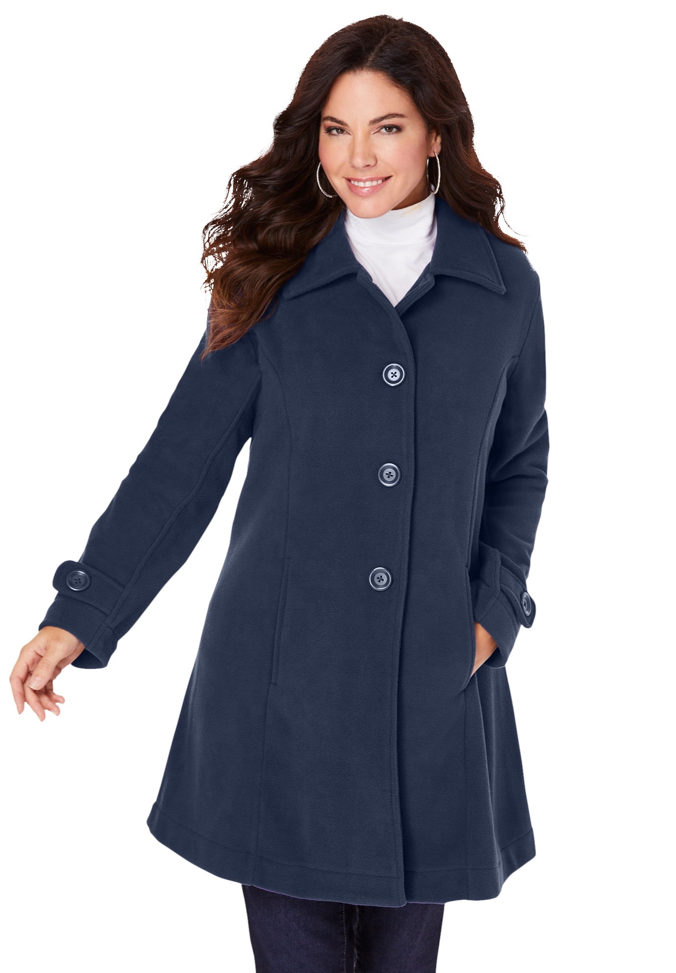 Roaman's Women's Plus Size Plush Fleece Jacket Soft Coat - Walmart.com