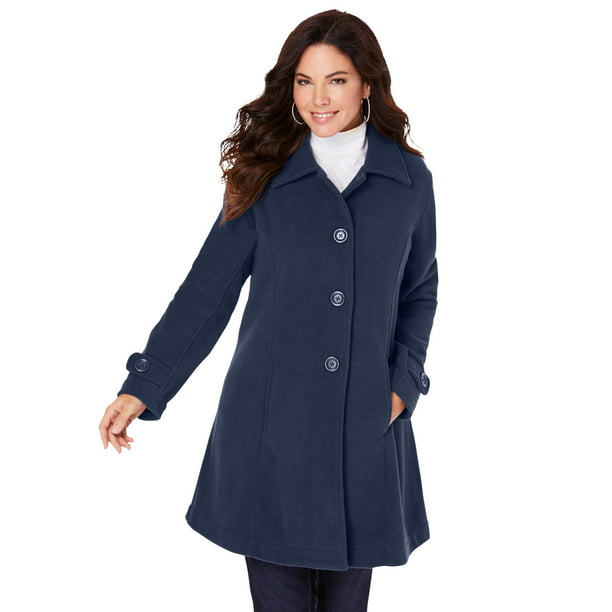 Roaman's Women's Plus Size Plush Fleece Jacket Soft Coat - Walmart.com