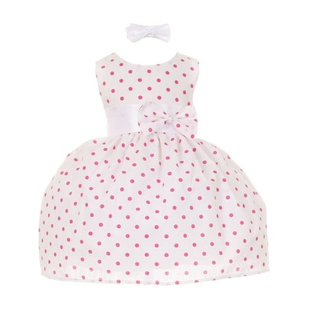 Shanil Inc Baby Girls Fuchsia Polka Dot Headband Special Occasion