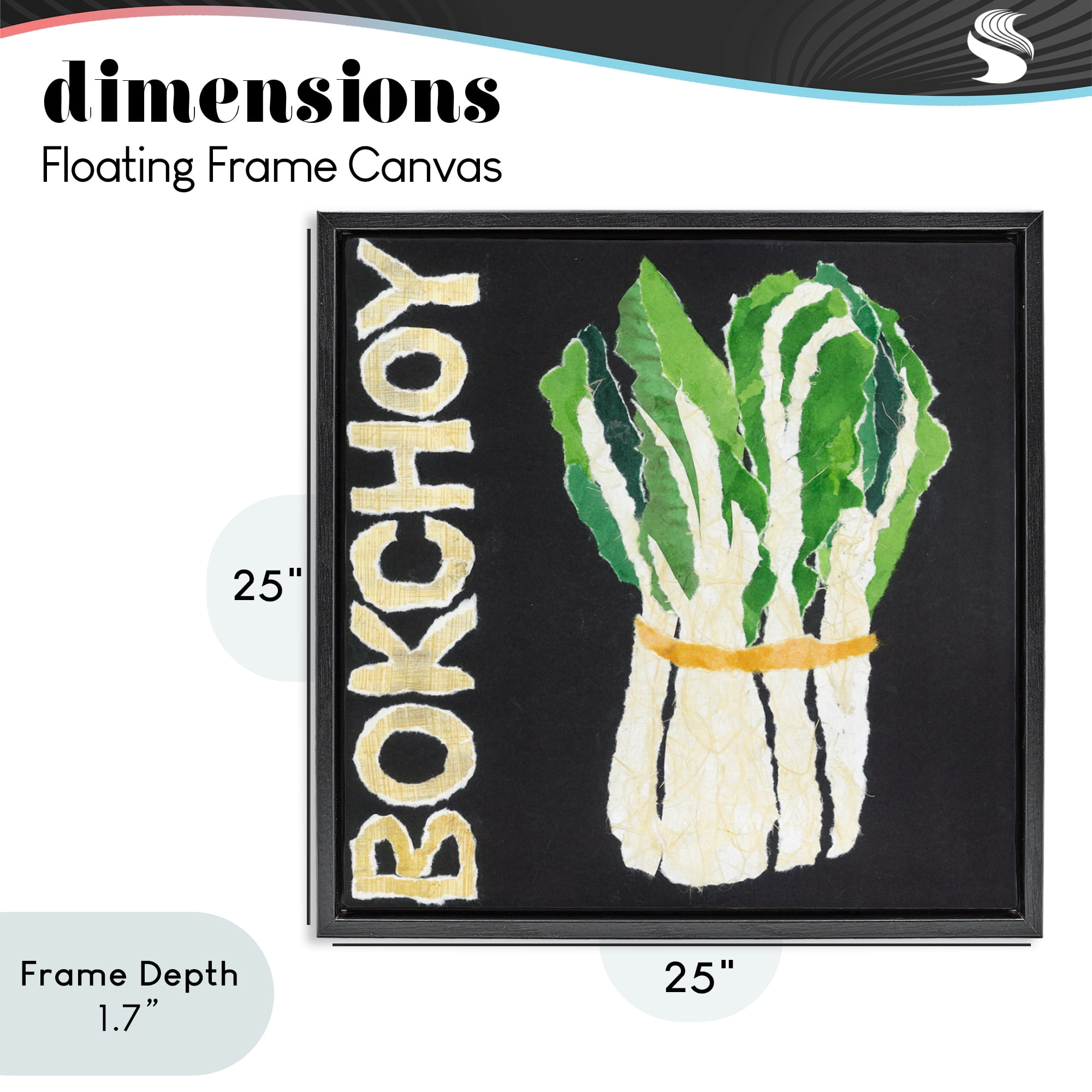 Stupell Industries Bok Choy Leafy Vegetable Black Framed Floater Canvas Wall Art, design by Nancy Overton
